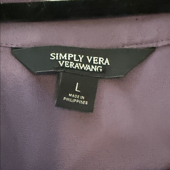 Simply Vera Vera Wang Purple Blouse Pleated V-Neck Long Sleeve Women’s Size L - Picture 5 of 6